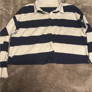American Eagle cropped striped rugby shirt NWOT